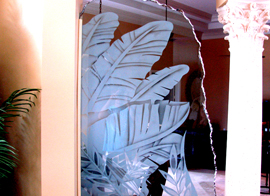 Custom Patterned Glass Palm Tree