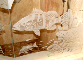 Etching Bathrooms Fish One